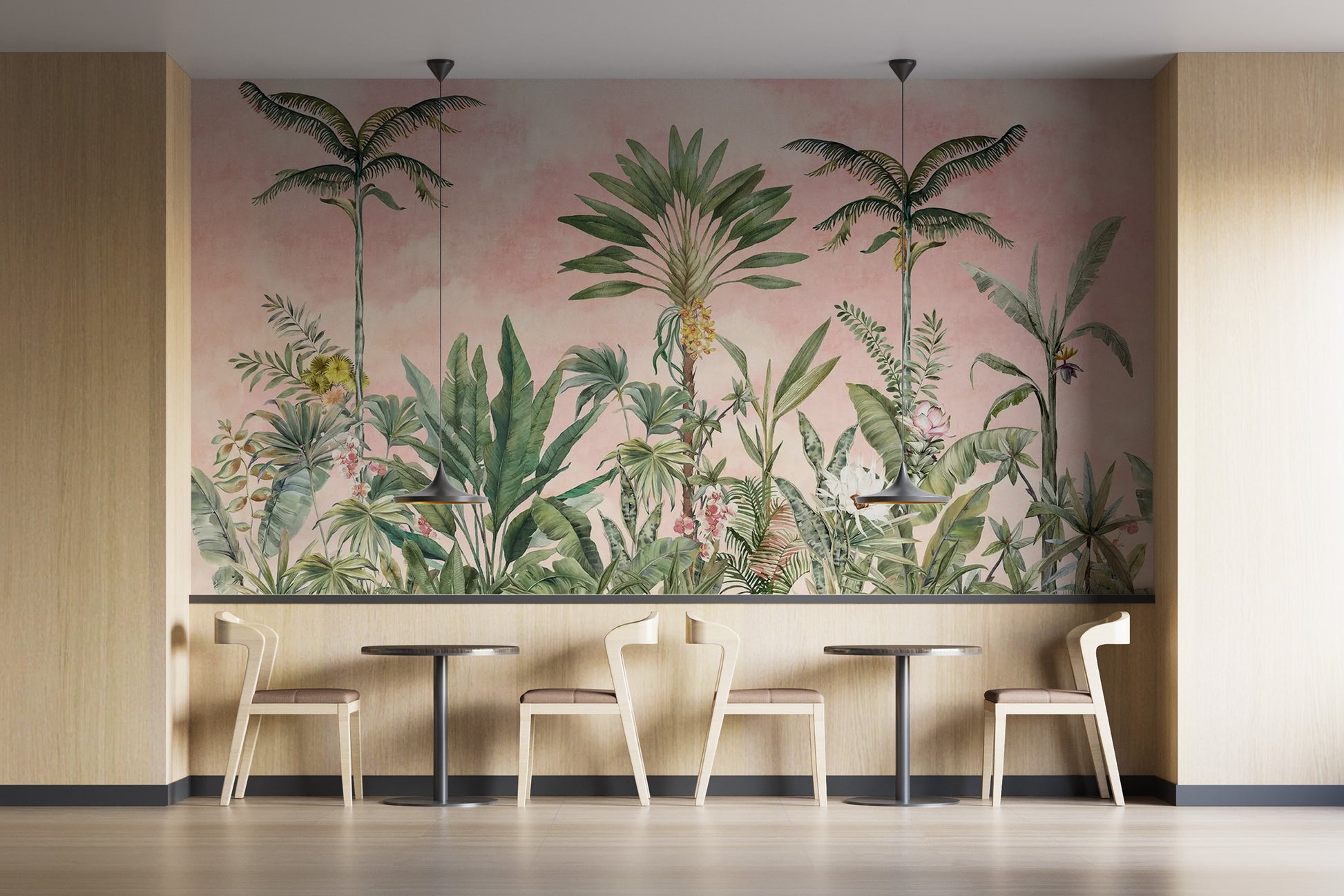 Tropical Chinoiserie in pastel pink
