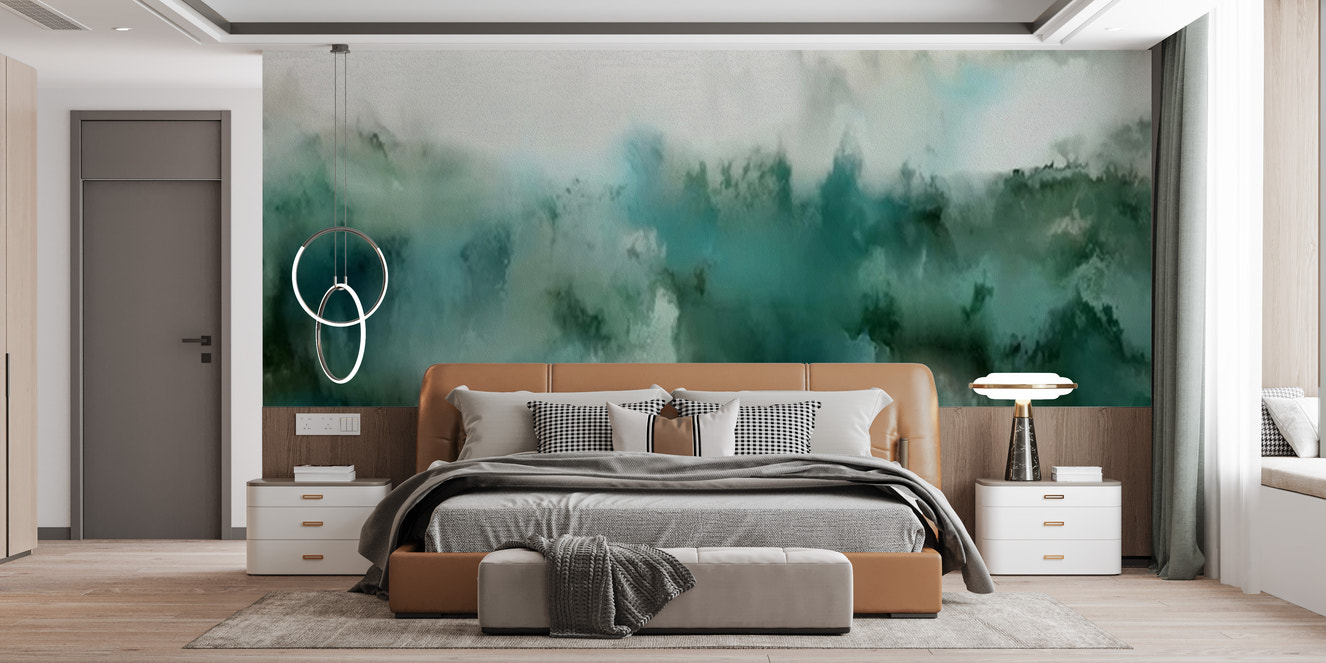 Soft Turquoise Watercolor Wall Mural
