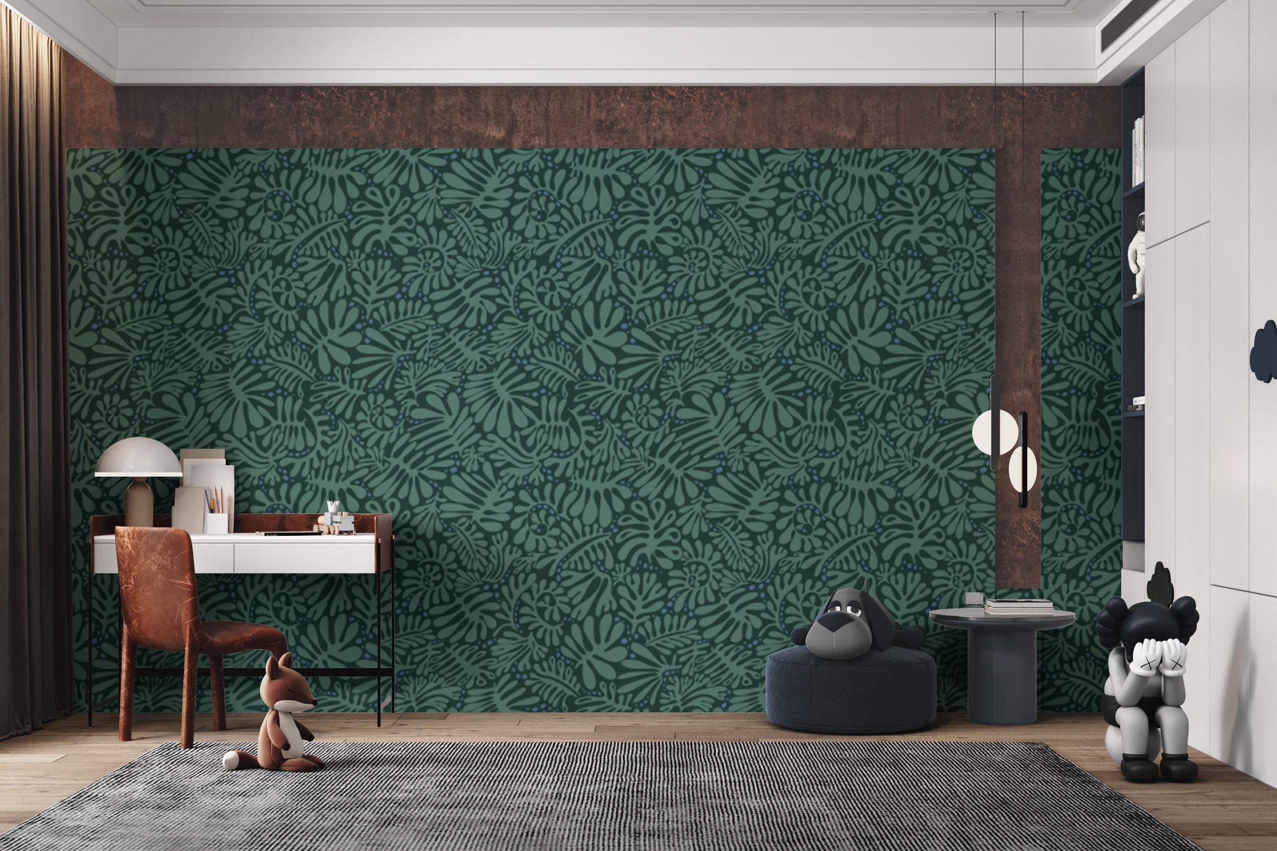 Emerald Matisse Foliage Wallpaper