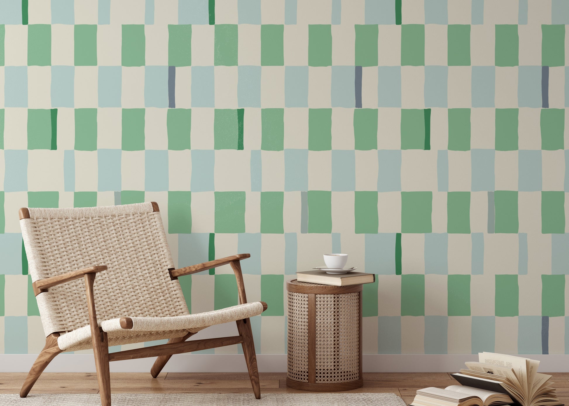 Vibrant green wallpaper with graceful verdant breeze motifs.
