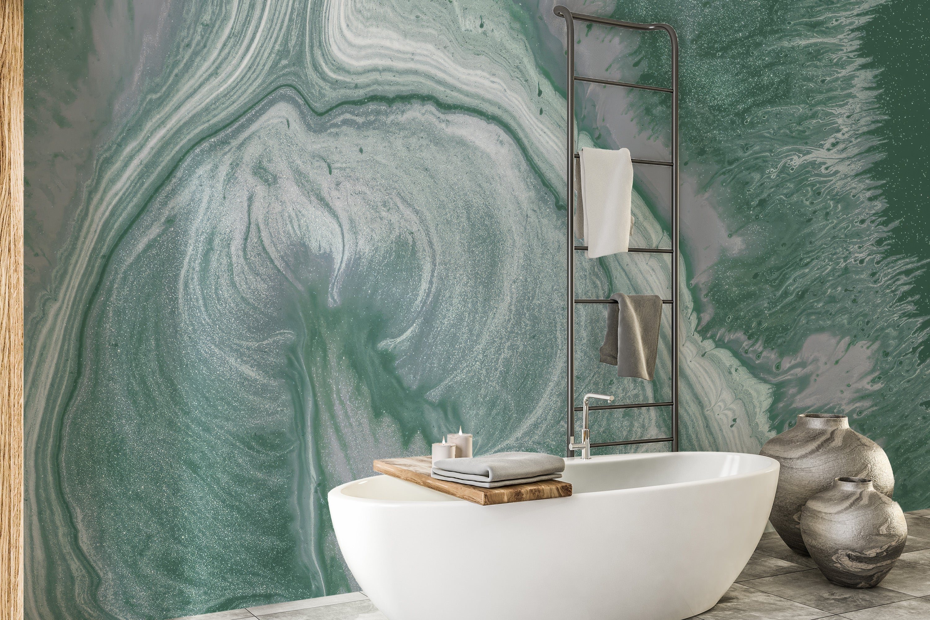 Sophisticated Green Marble Wallpaper for interiors