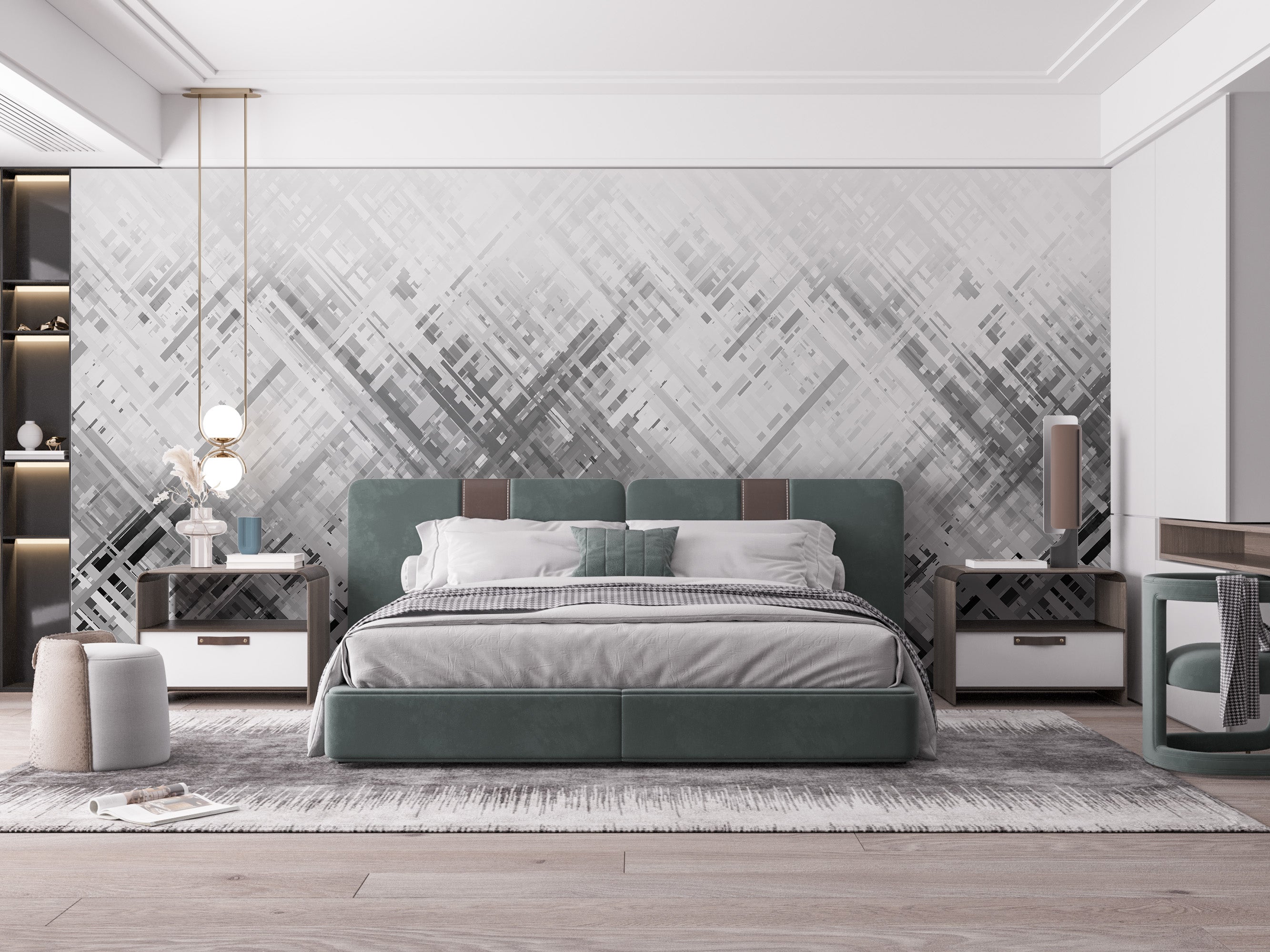 Striking abstract wallpaper with diagonal lines
