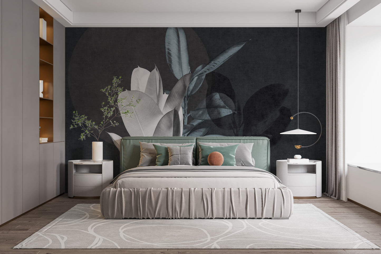 Large Leaves Textured Wallpaper Murals