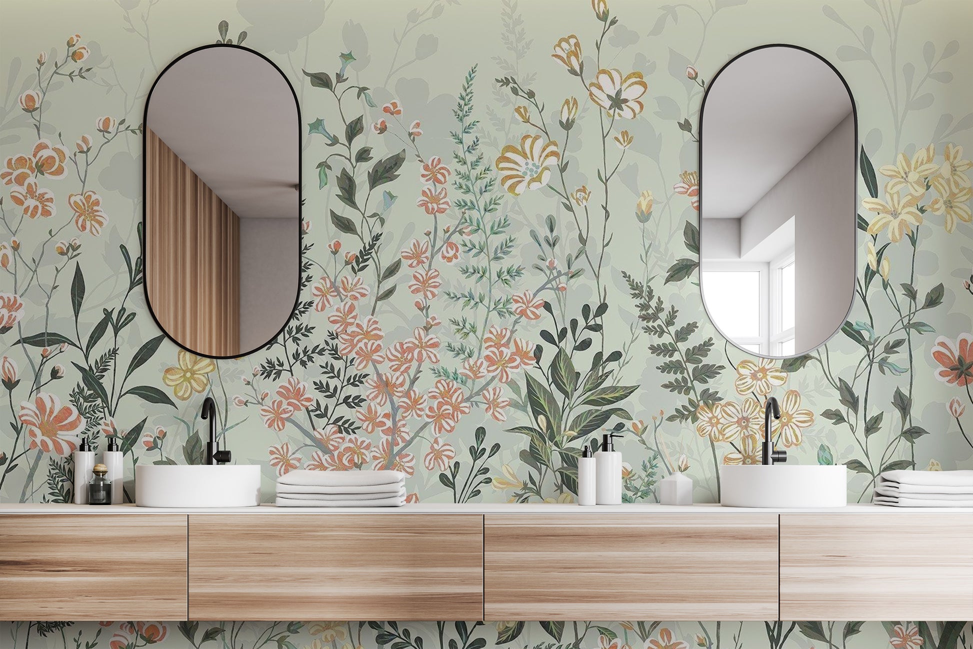 Nature-inspired hay meadow wallpaper mural