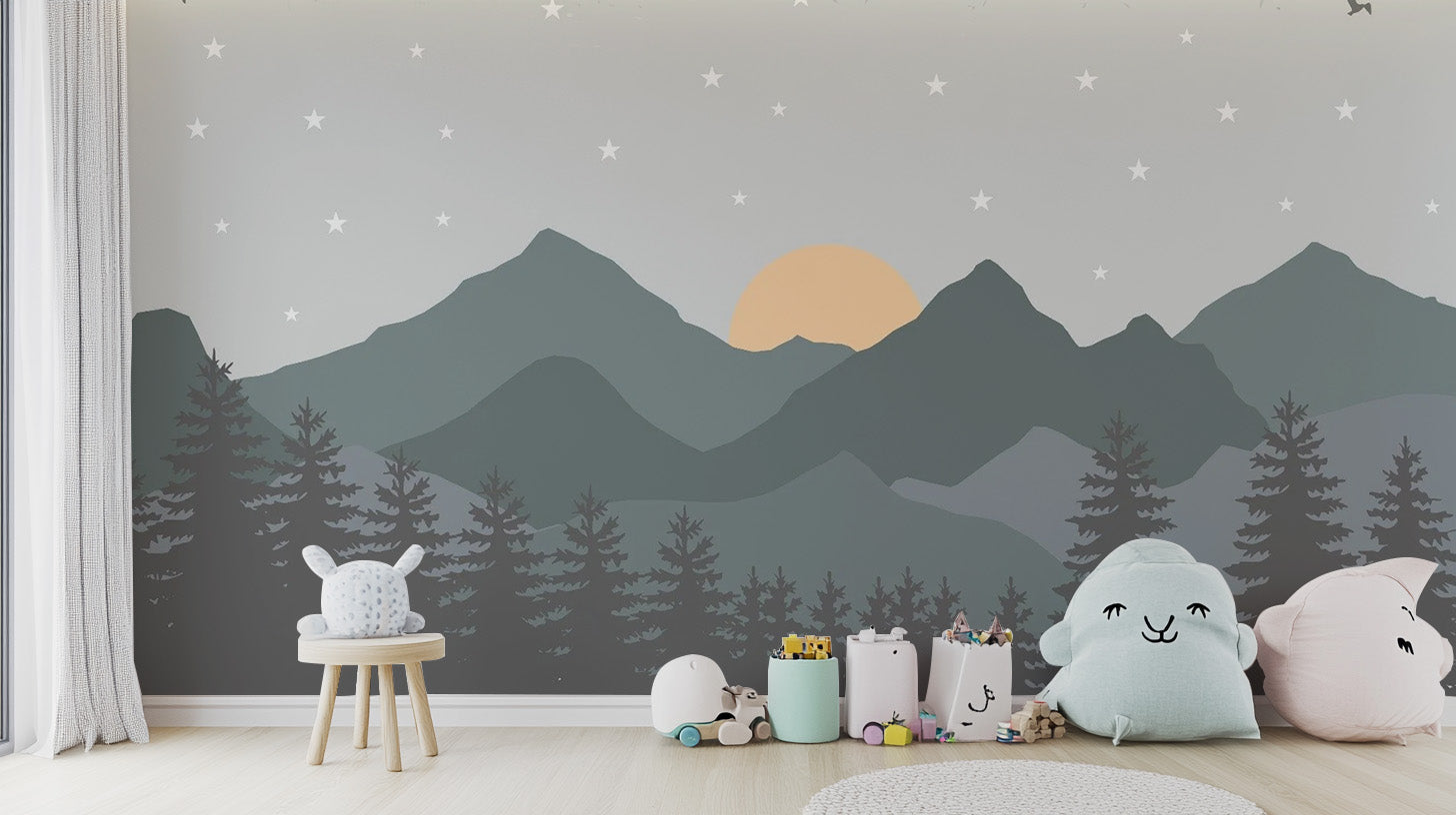 Starry night wallpaper for nursery decor
