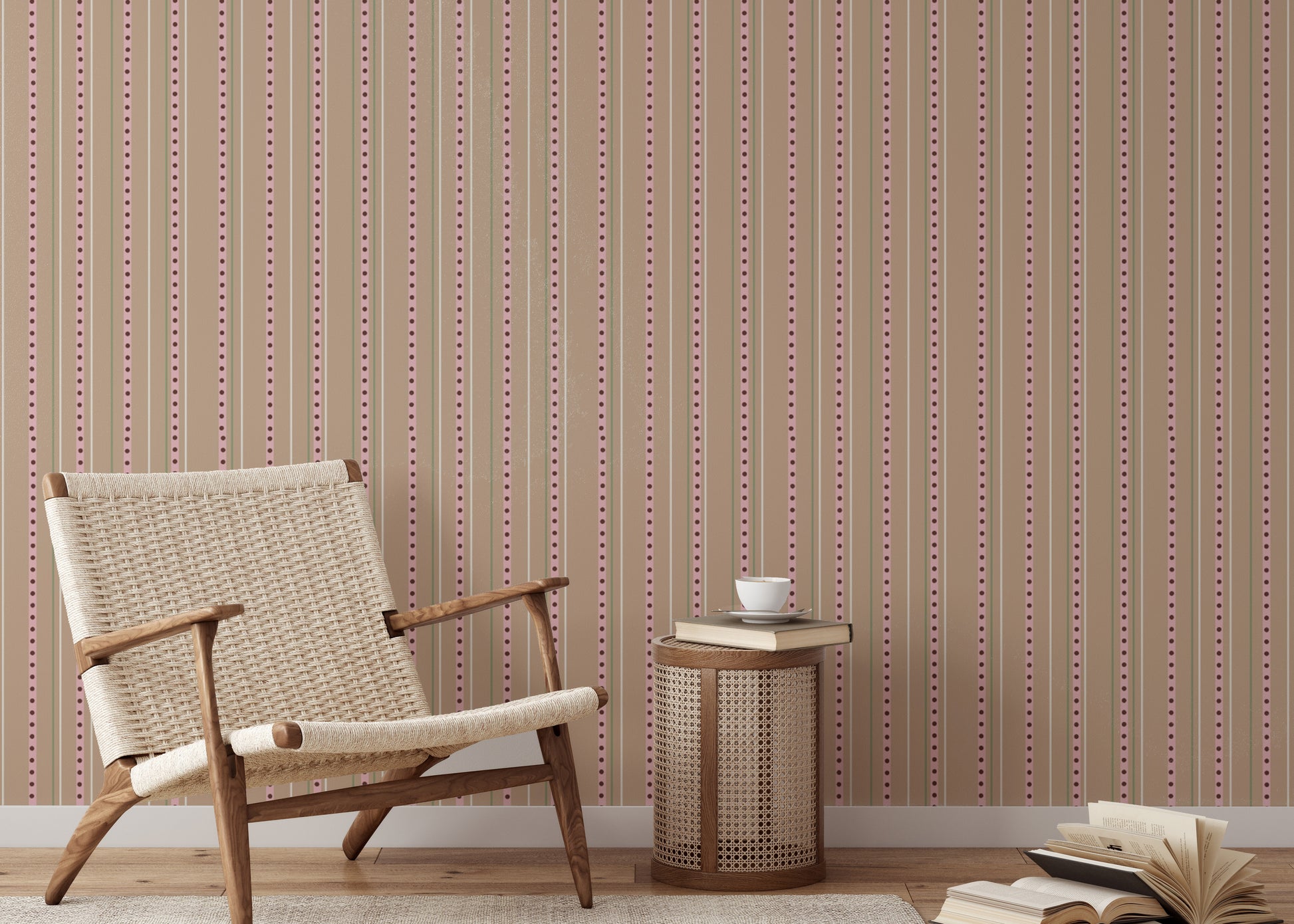 Trendy wallpaper with soft tan streak patterns