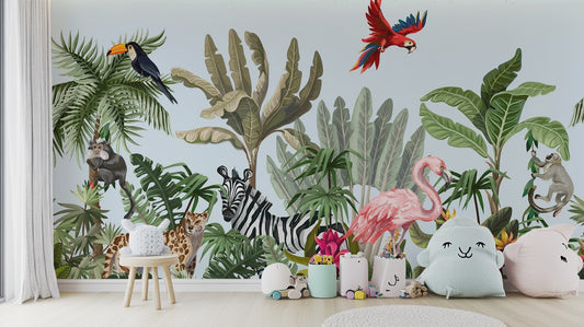 Tropical Animals & Birds Wallpaper Mural