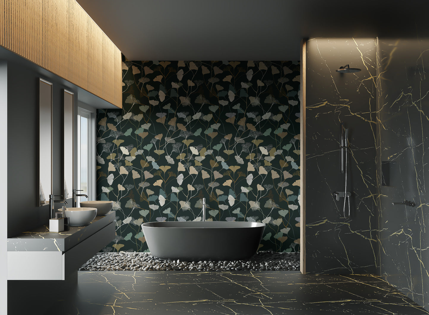 Twilight ginkgo wallpaper for cozy spaces