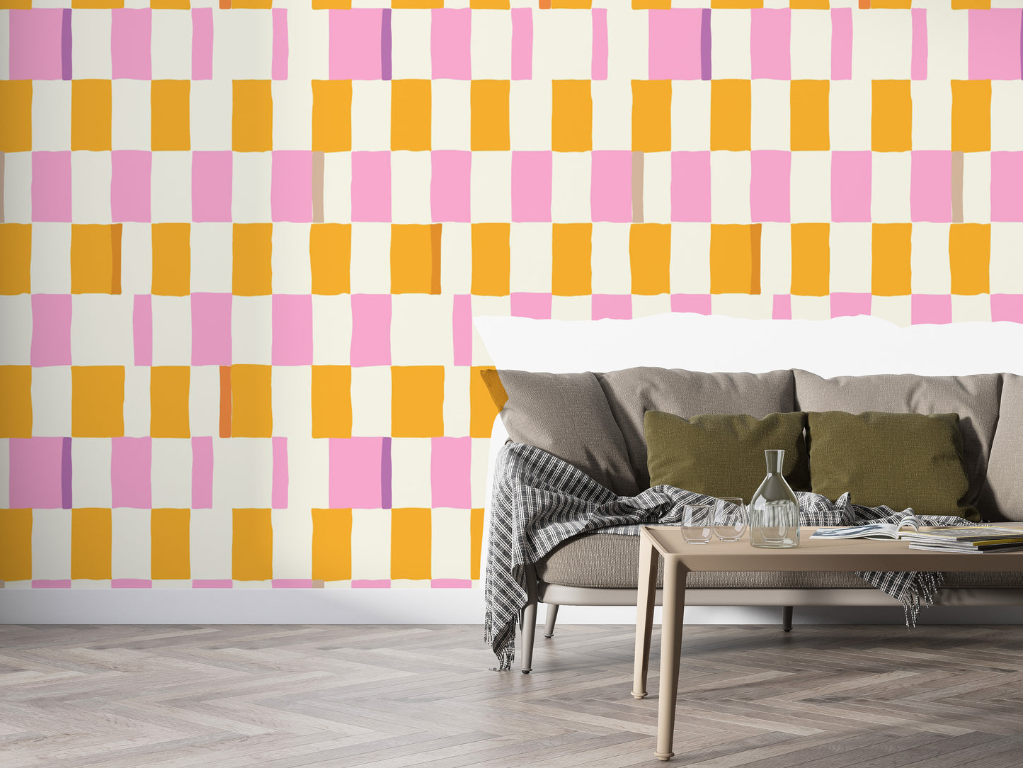 Self-adhesive Colorful Checkered wallpaper for walls