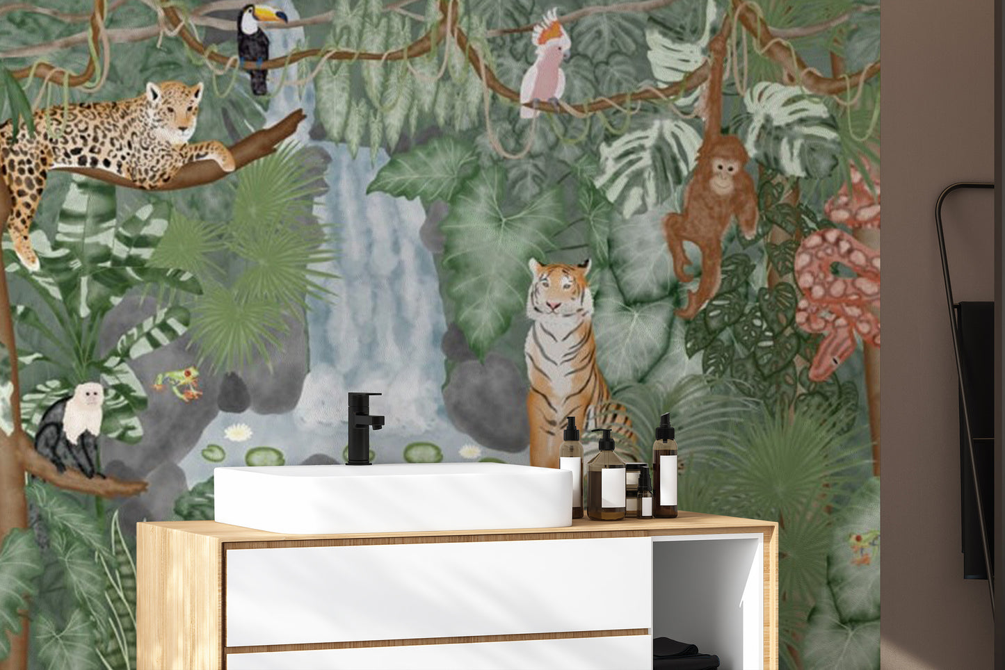 Tropical Fauna Fantasy Fresco Mural