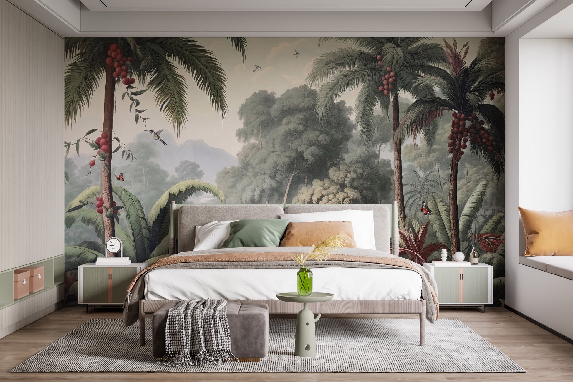 Scenic rain forest trees wall mural tones
