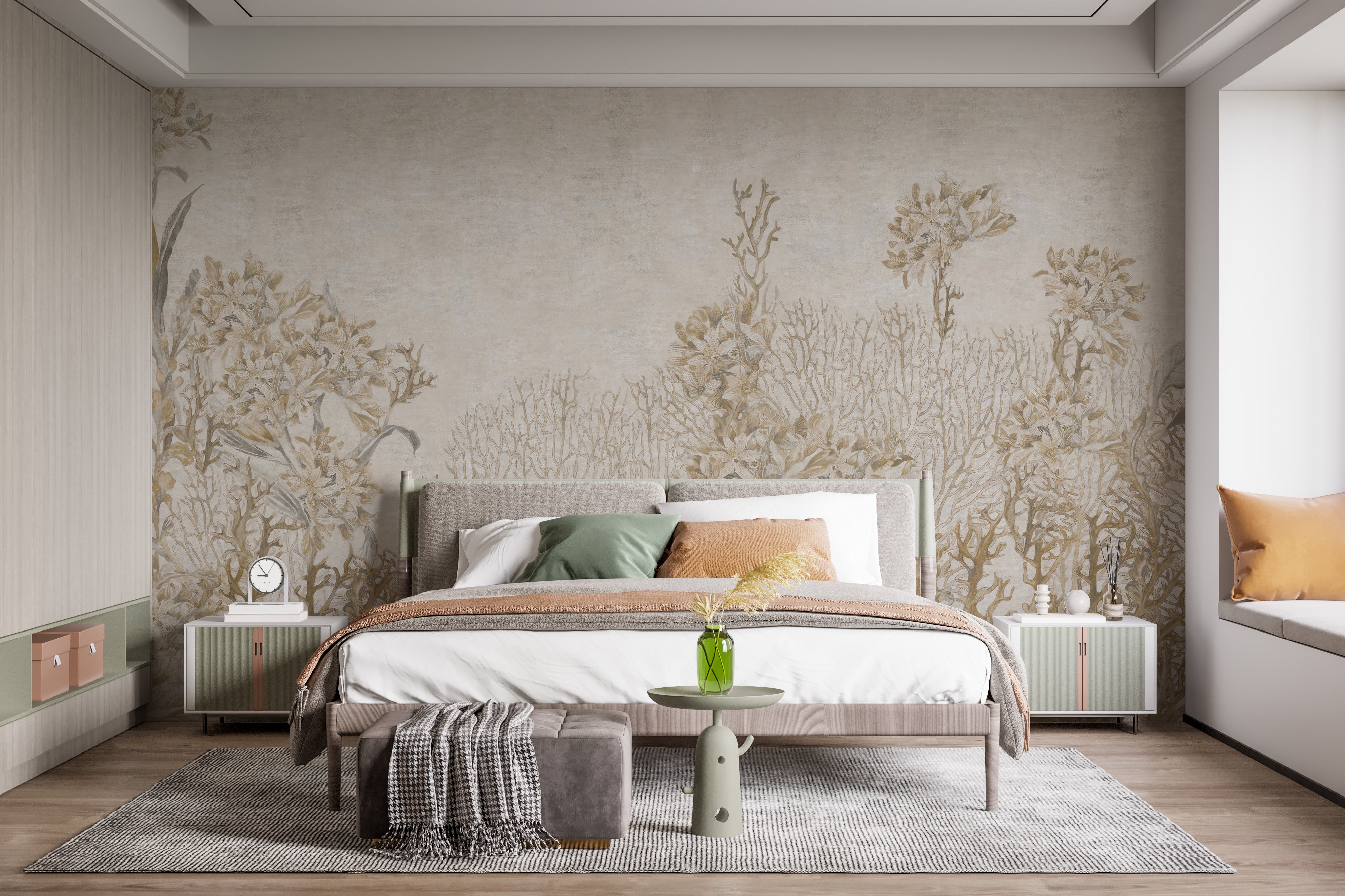 Monotone Sepia Flowers Shaded Wallpaper Murals - Giffywalls