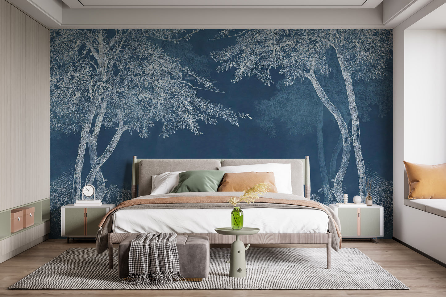 Blue Forest Scene Wall Mural
