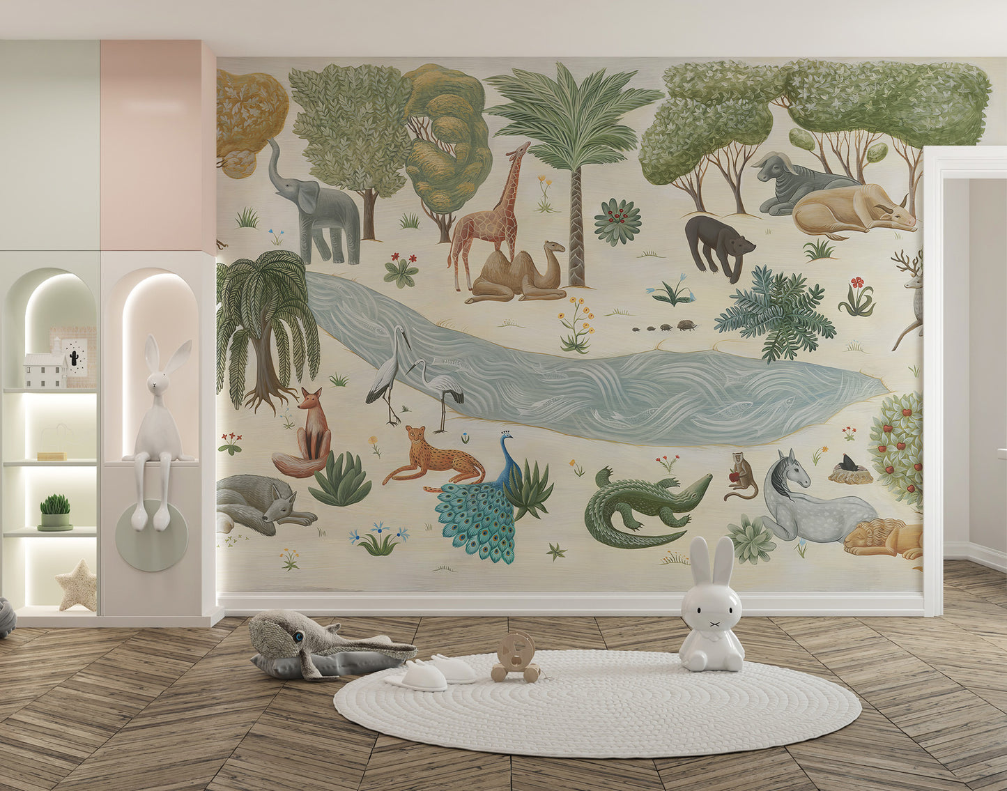 Safari whispers wallpaper mural with wildlife theme