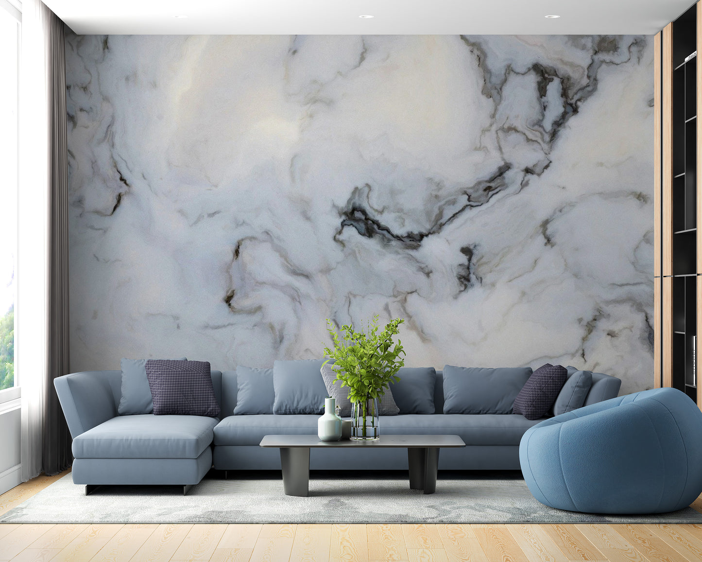 Elegant marble peel and stick wallpaper with a sleek finish.