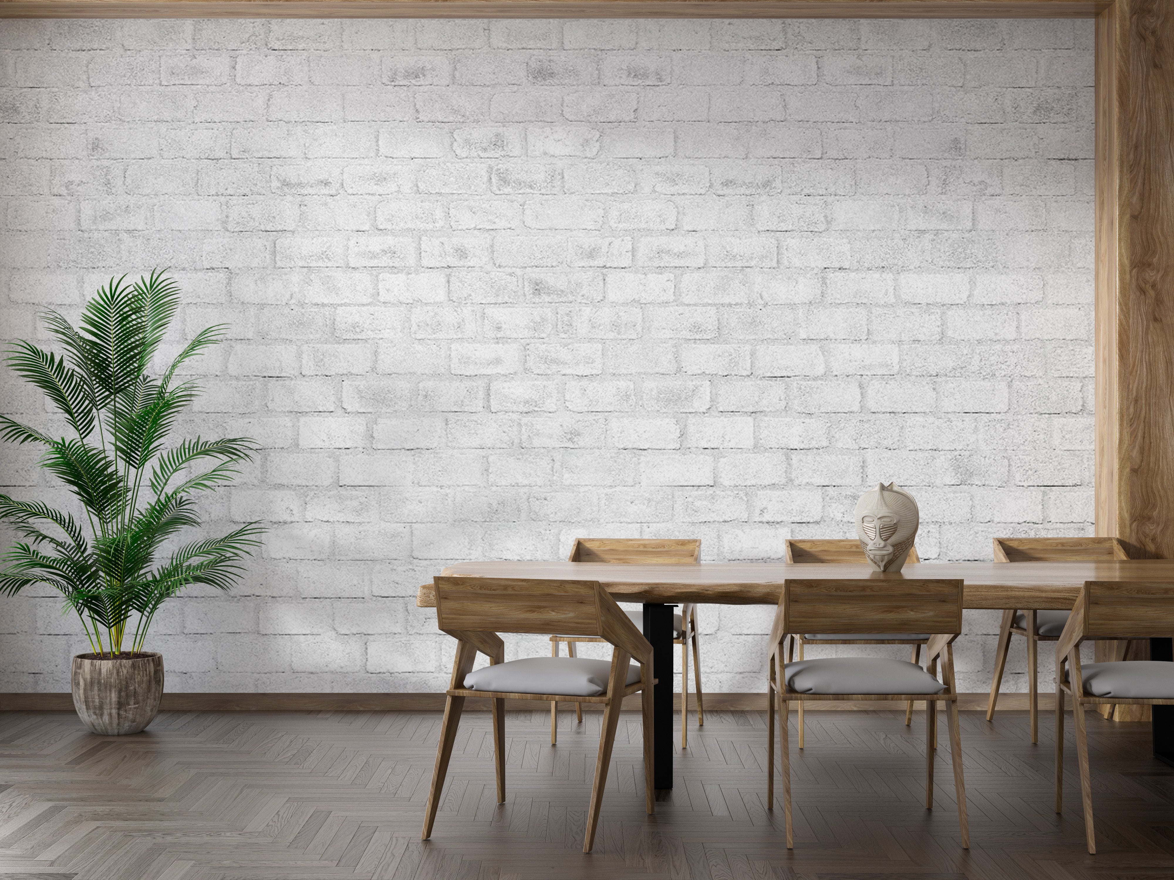 Minimalist wallpaper featuring a white brick wall design
