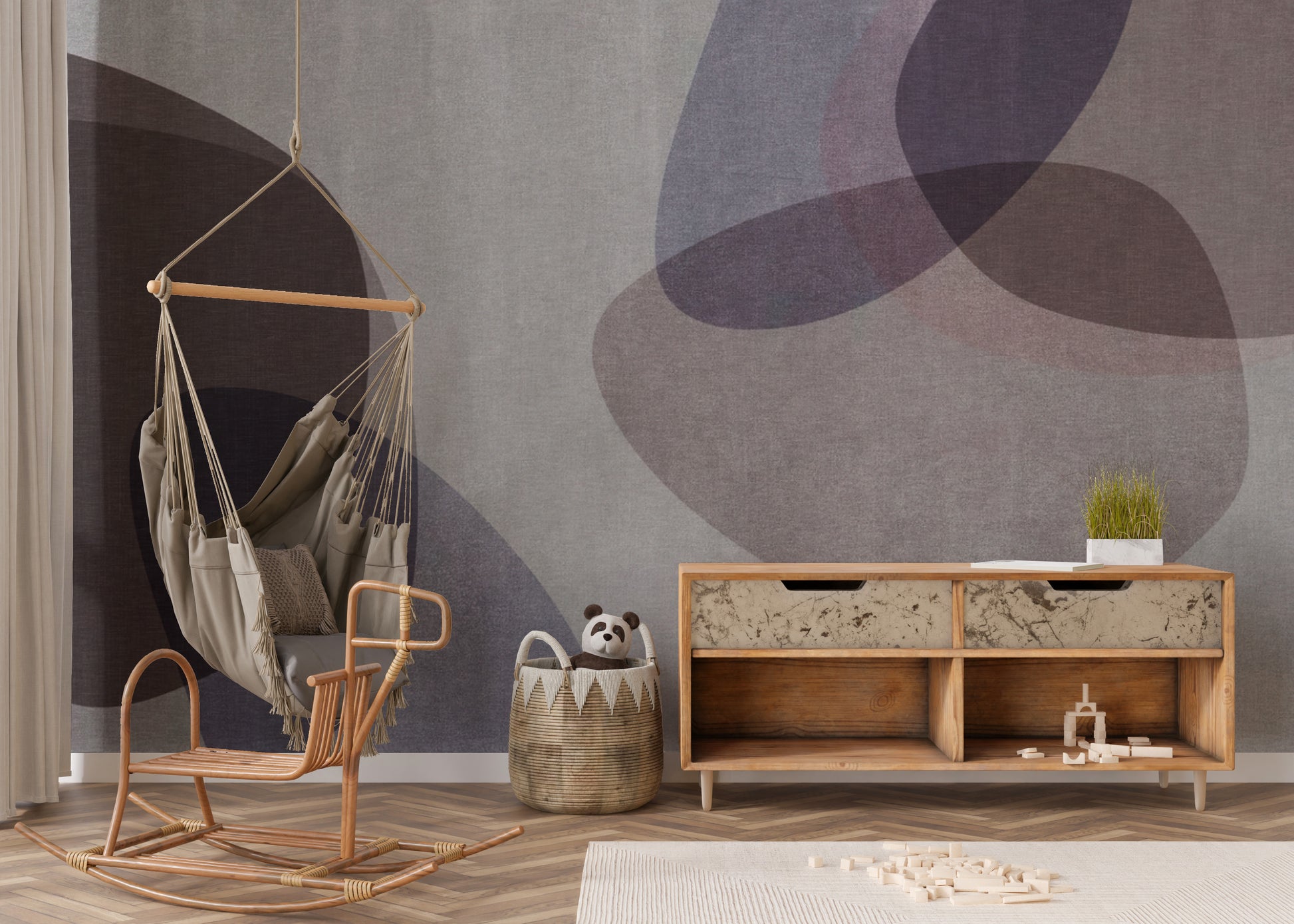 Muted tones artistic wall mural
