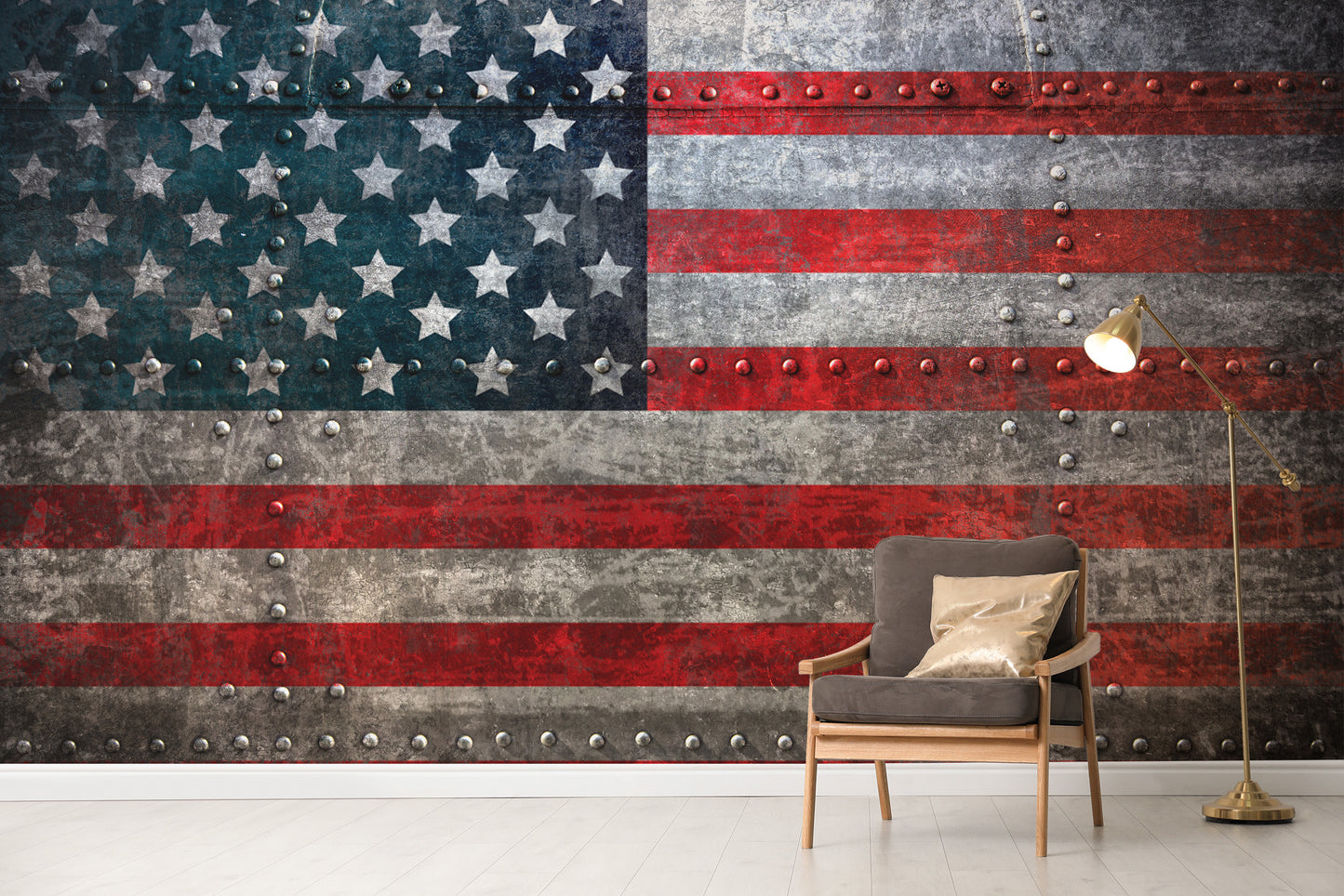 Rustic Steel American Flag Wallpaper