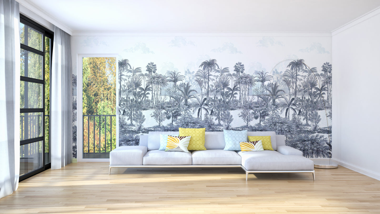 Blue Shades Palm Trees Wallpaper Murals