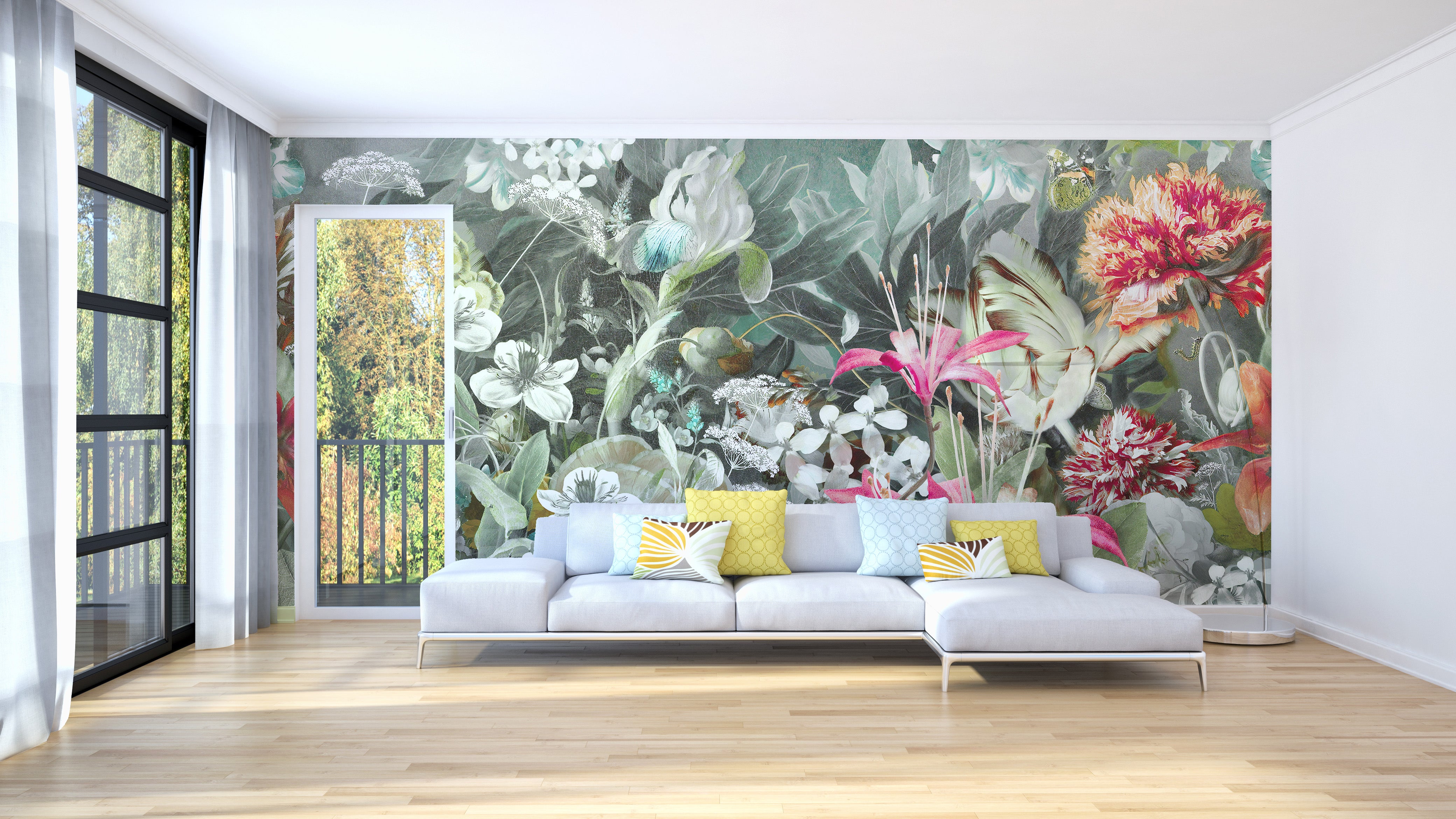 Lush Plants and Flowers Wall Mural
