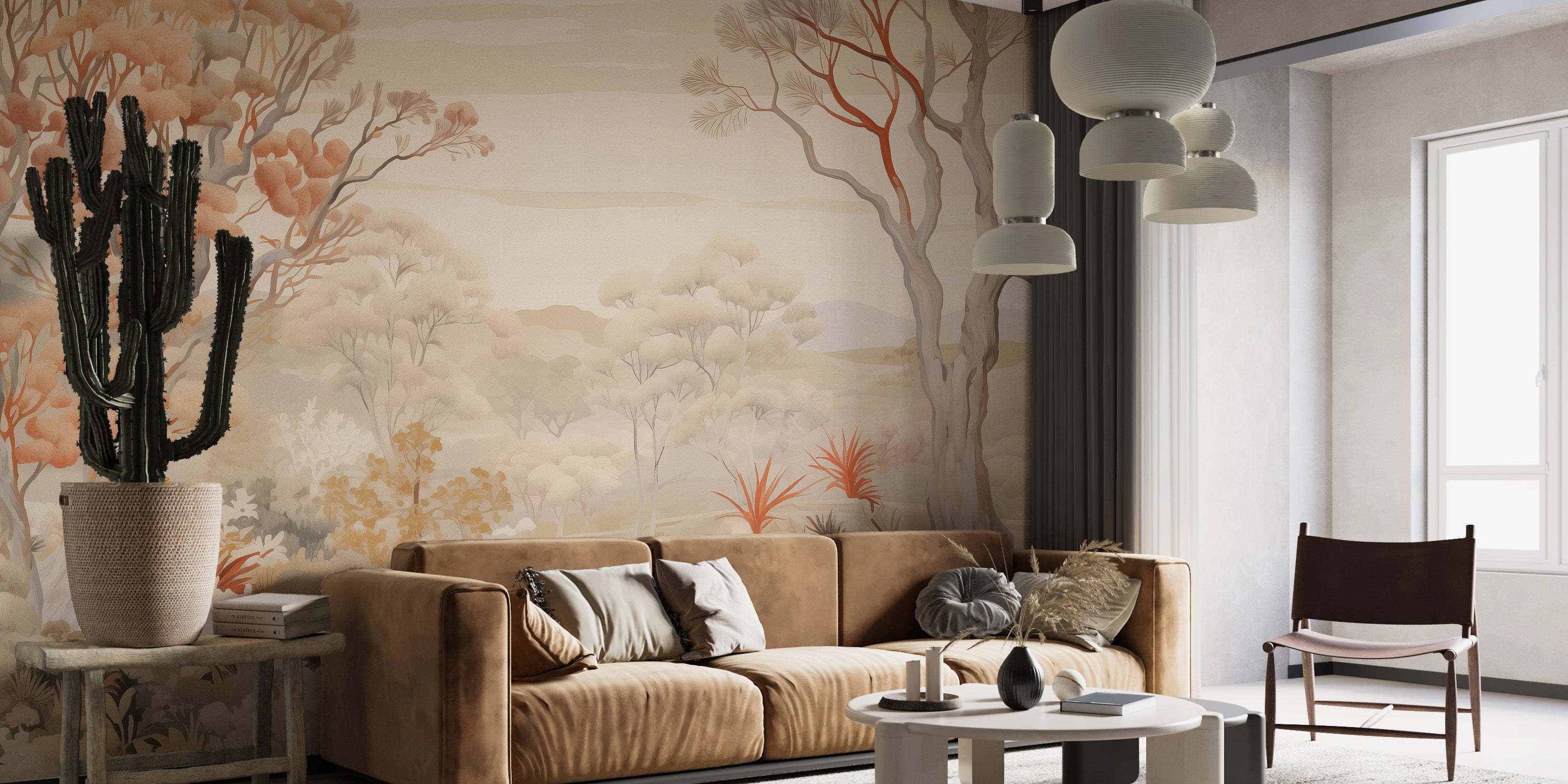 Vibrant autumn forest wallpaper mural for a warm and inviting atmosphere.