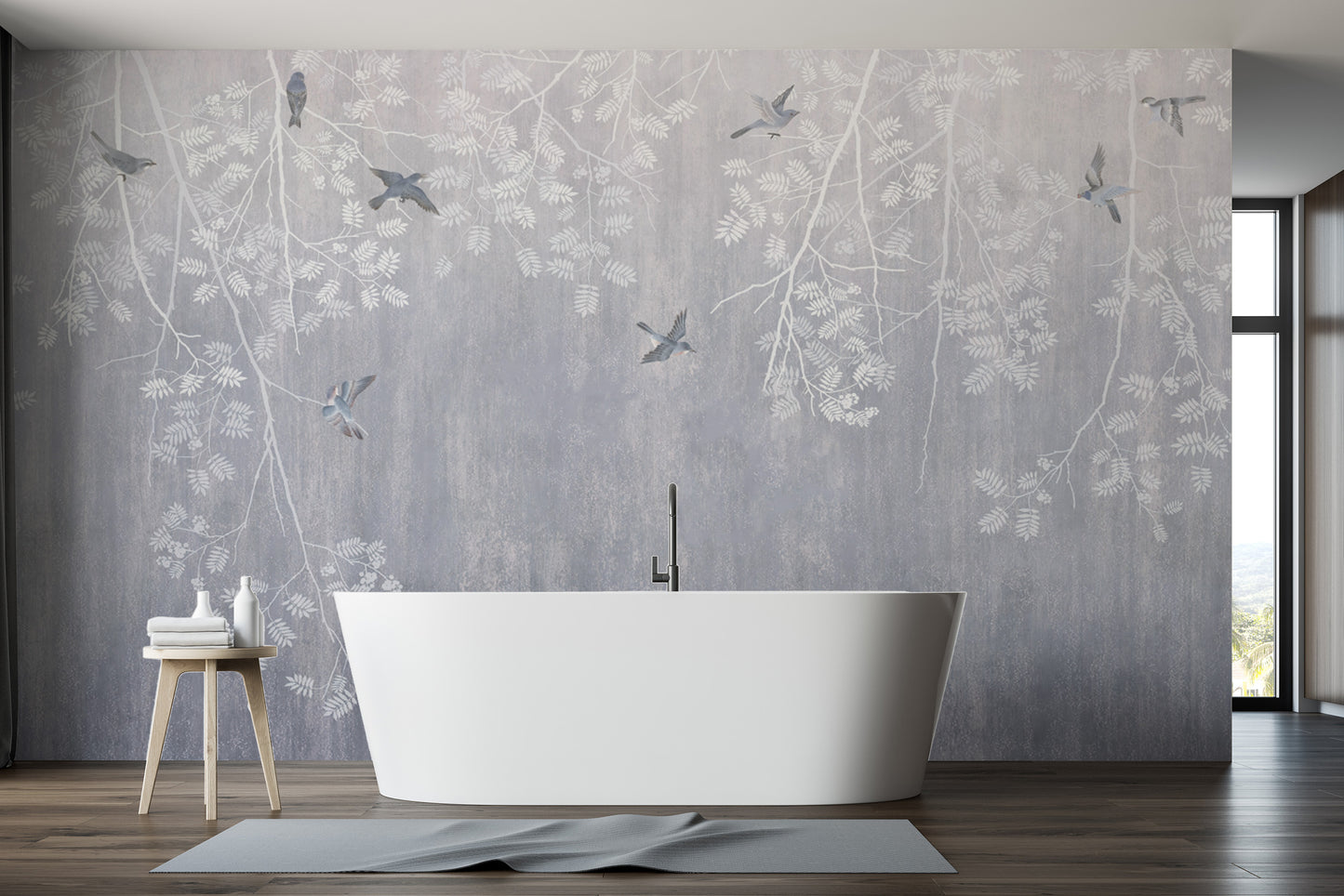 Elegant bird and branch wall mural for stylish decor
