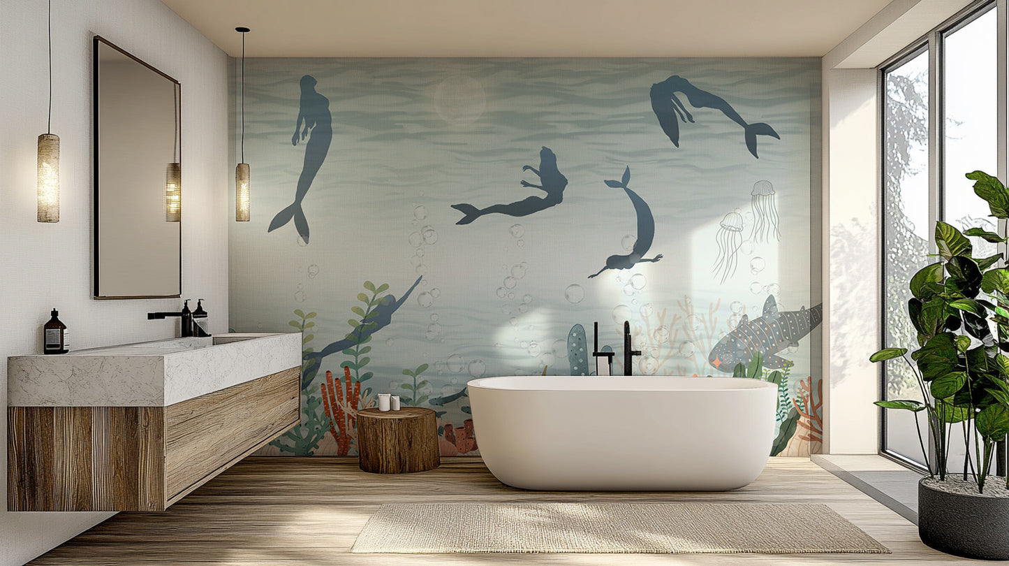 Mermaid Whispers Ocean Mural adhesive wallpaper