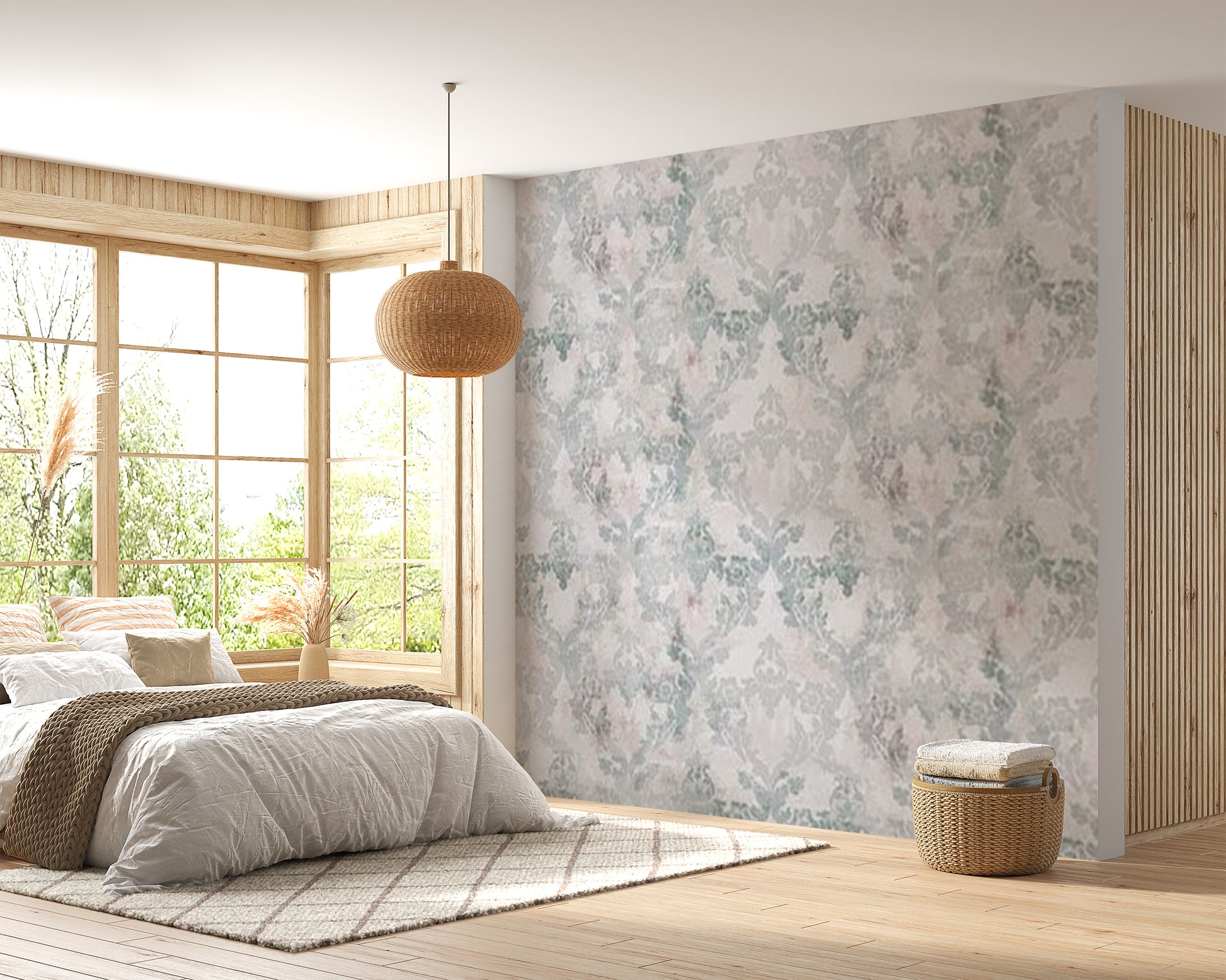 Pink damask wallpaper, timeless and elegant
