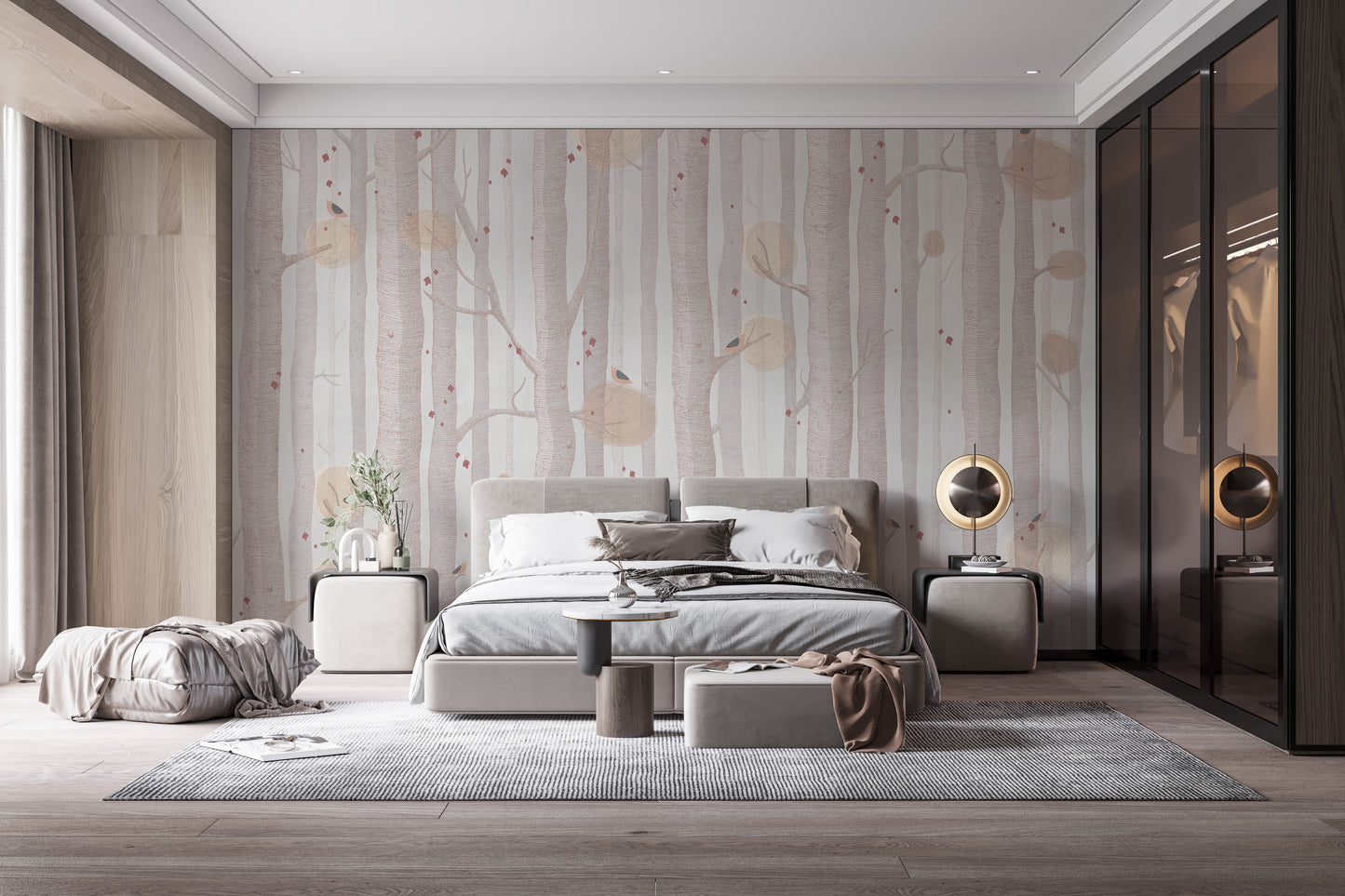 Cream Color Tree Wallpaper Mural