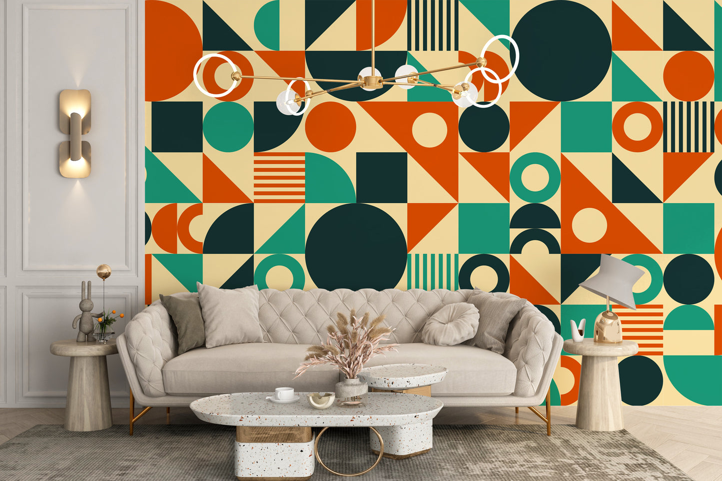 Orange & Green Mid Century Wallpaper Murals