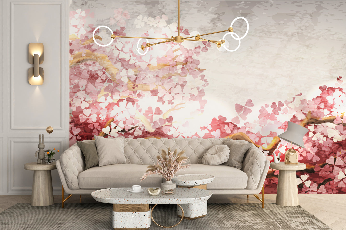 Pink Flower Sakura Branch Wallpaper Murals