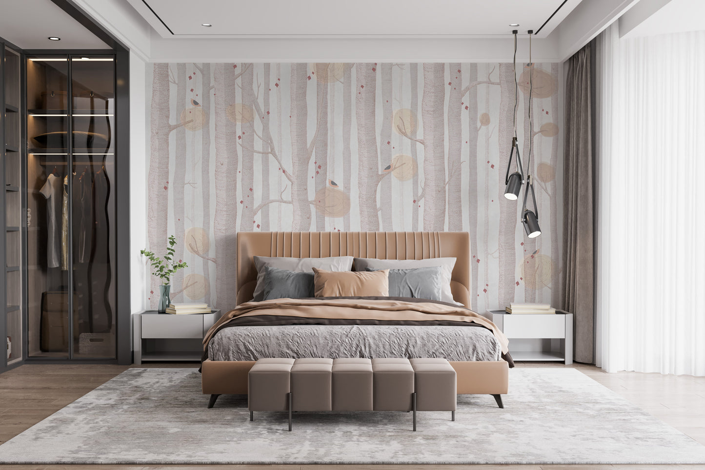 Cream Color Tree Wallpaper Mural