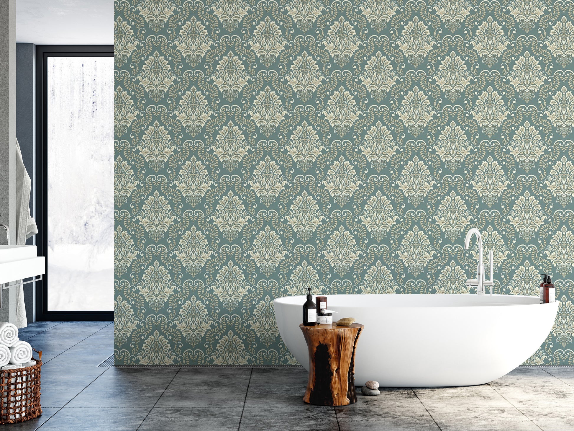 Classic Baroque Style Damask Wallpaper decor
