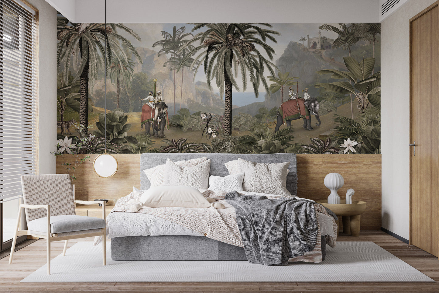 Elephant ride Adventure in Vintage forest wallpaper