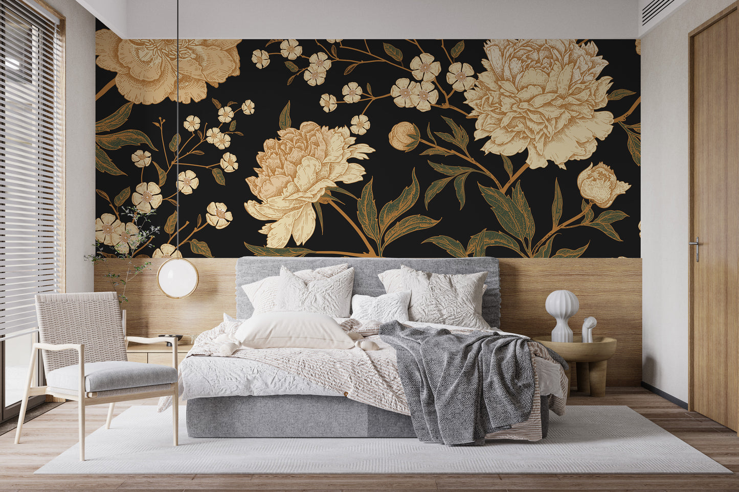 Dark Peony Flowers Wallpaper Murals