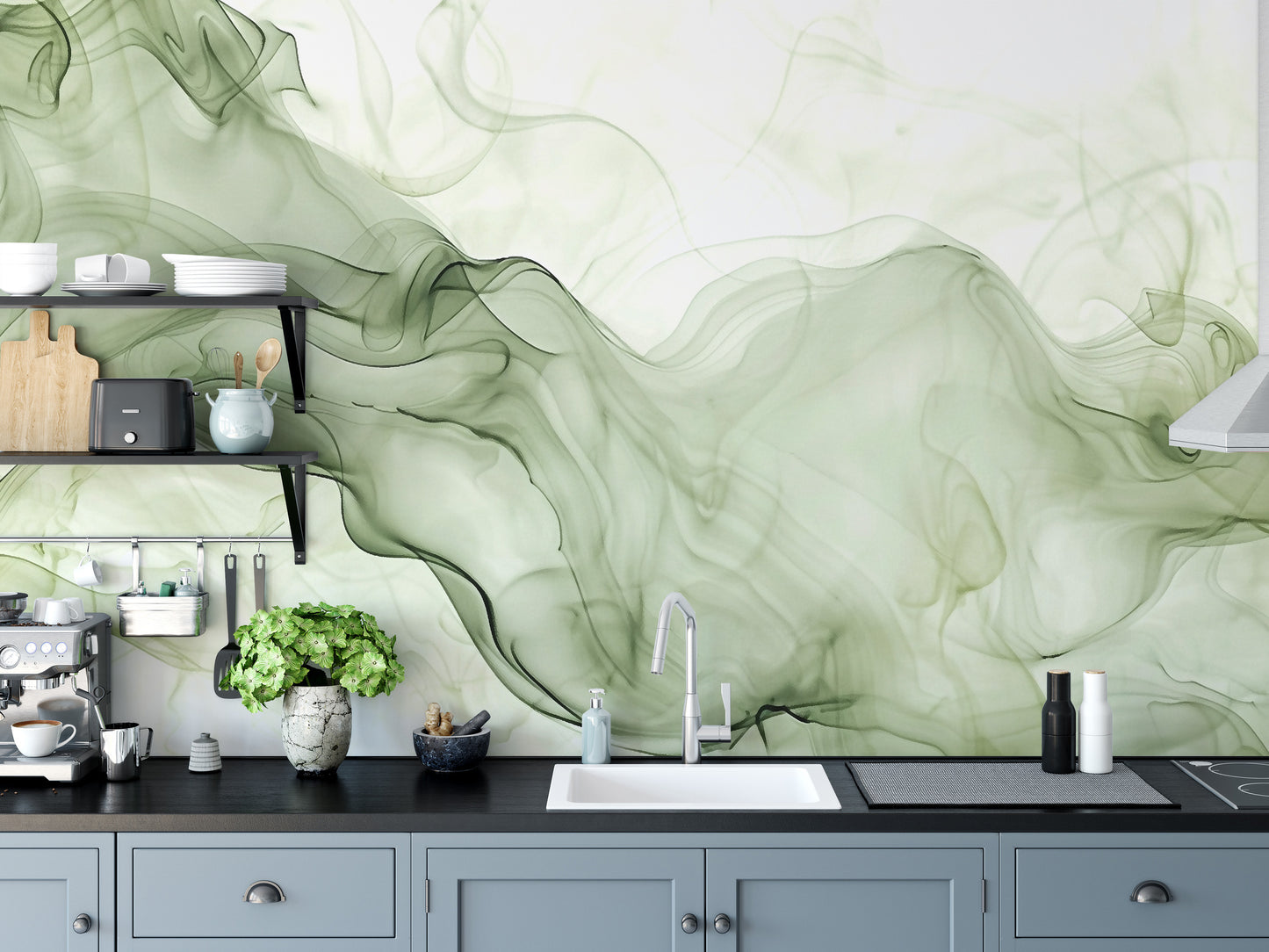 Green Watercolor Ink Wallpaper