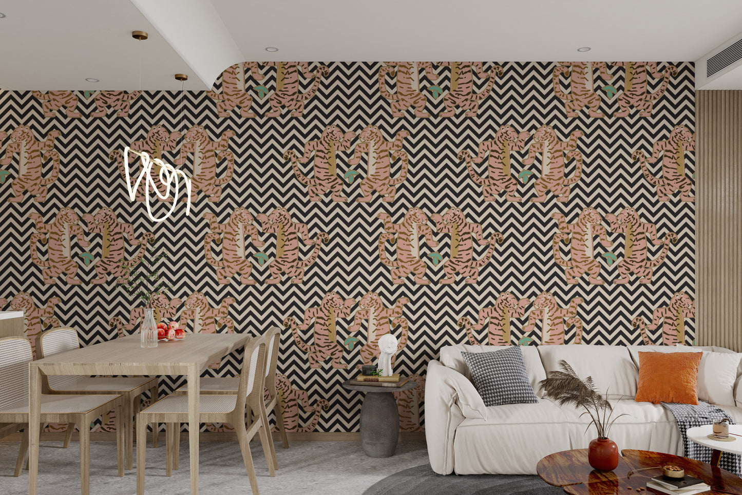 Artistic Zigzag Tiger Stripe Wall Mural
