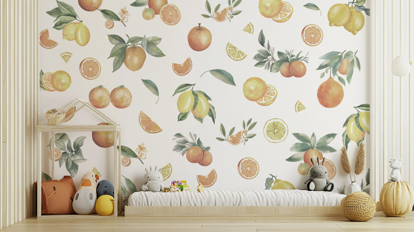 Fresh Citrus Melange Paradise Wallpaper decor