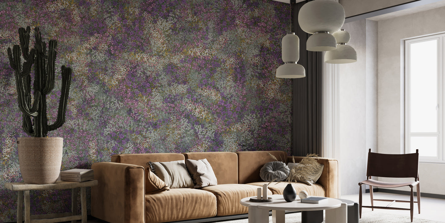 Embroidery Multicolor Flowers Wallpaper Murals