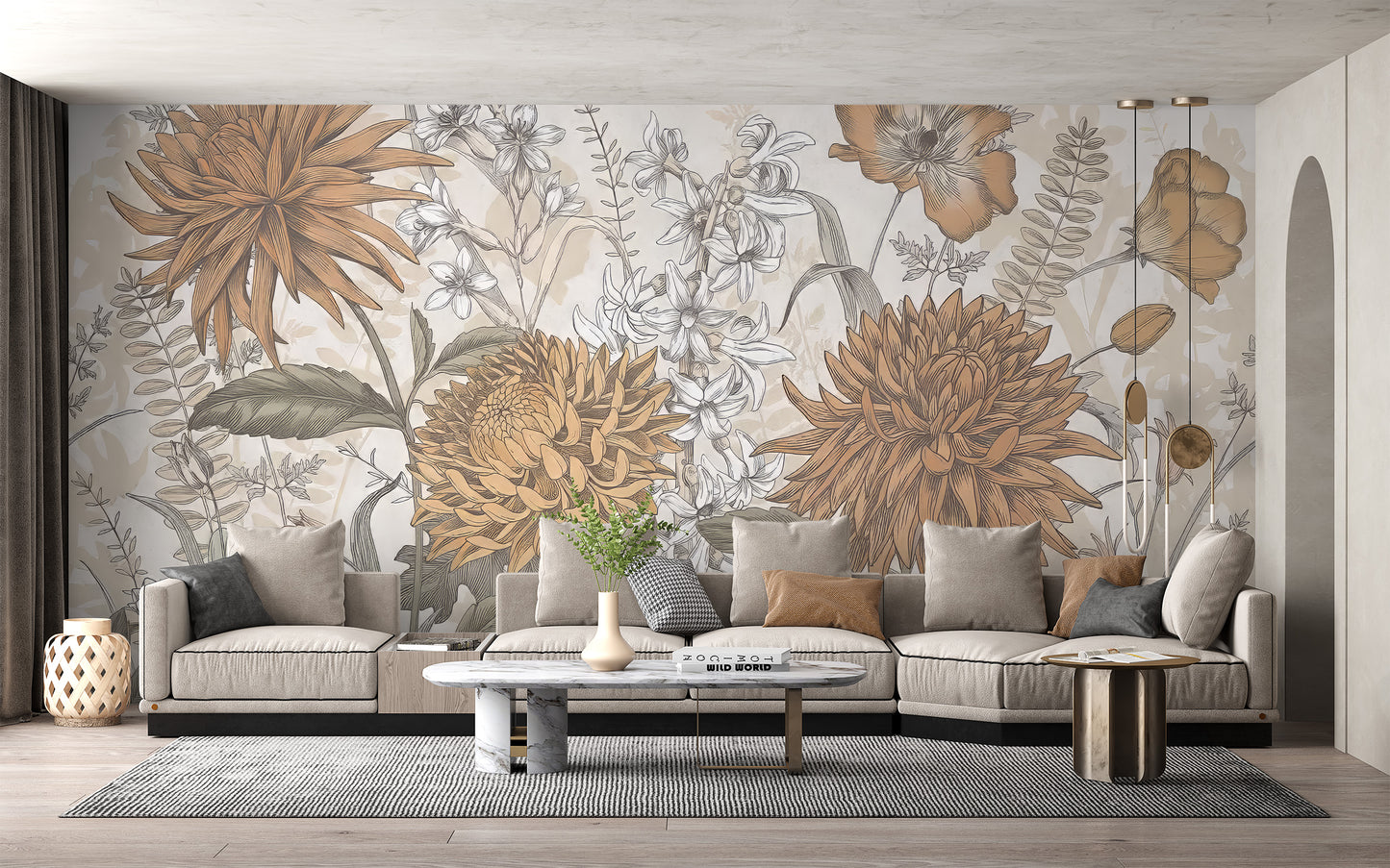 Rustic Botanical Artistry Mural