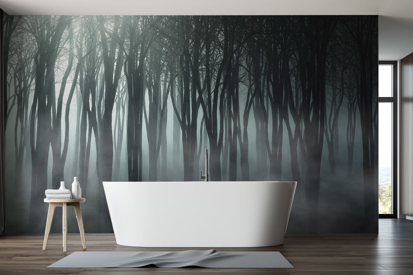 Misty Forest Halloween Peel and Stick Wallpaper for Decor