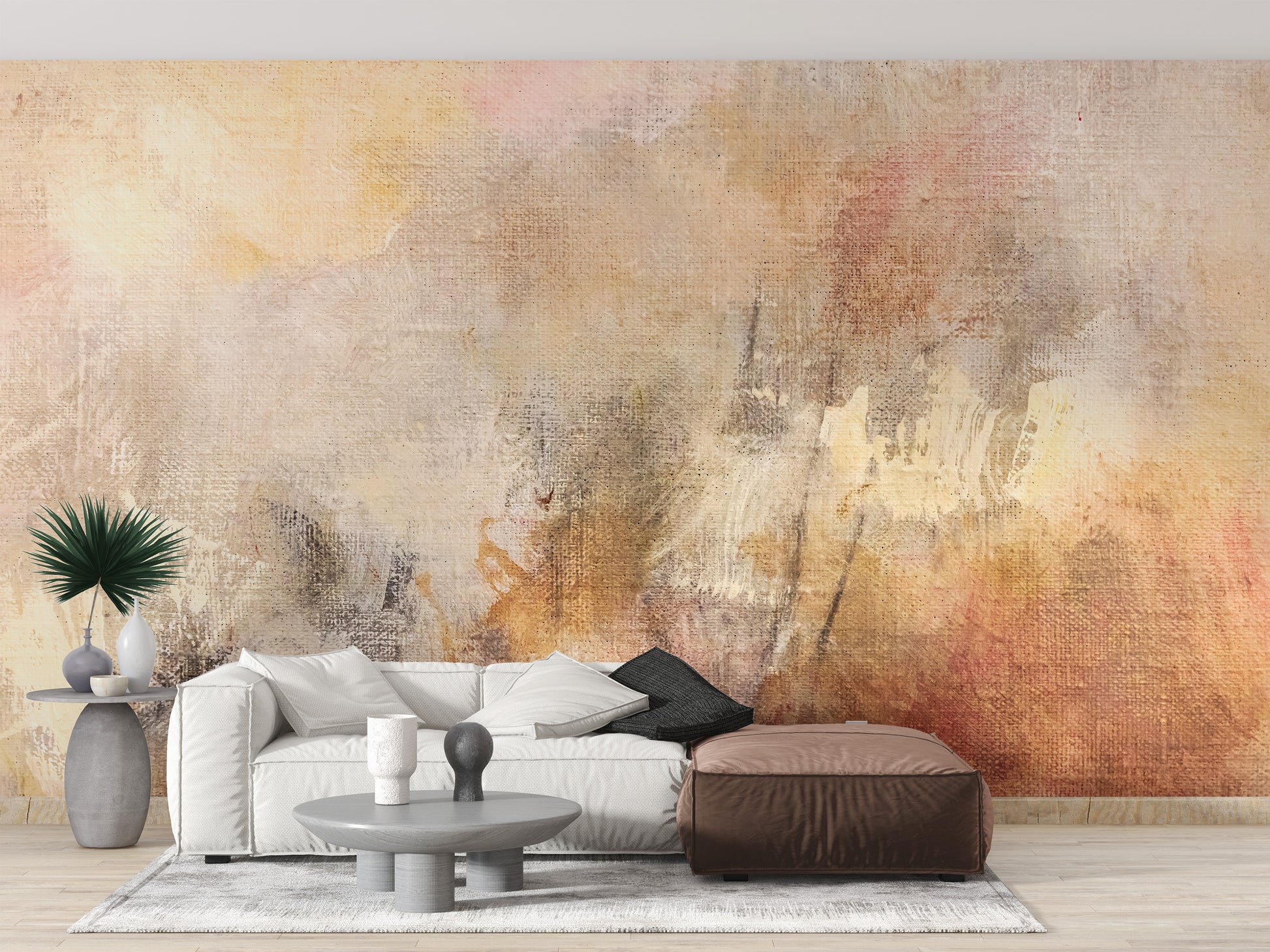 Artistic wall mural with oil painting effect