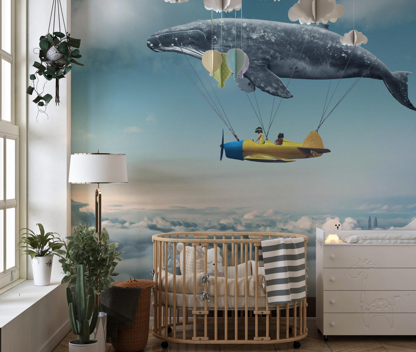 Celestial Whale Adventure Wall Mural
