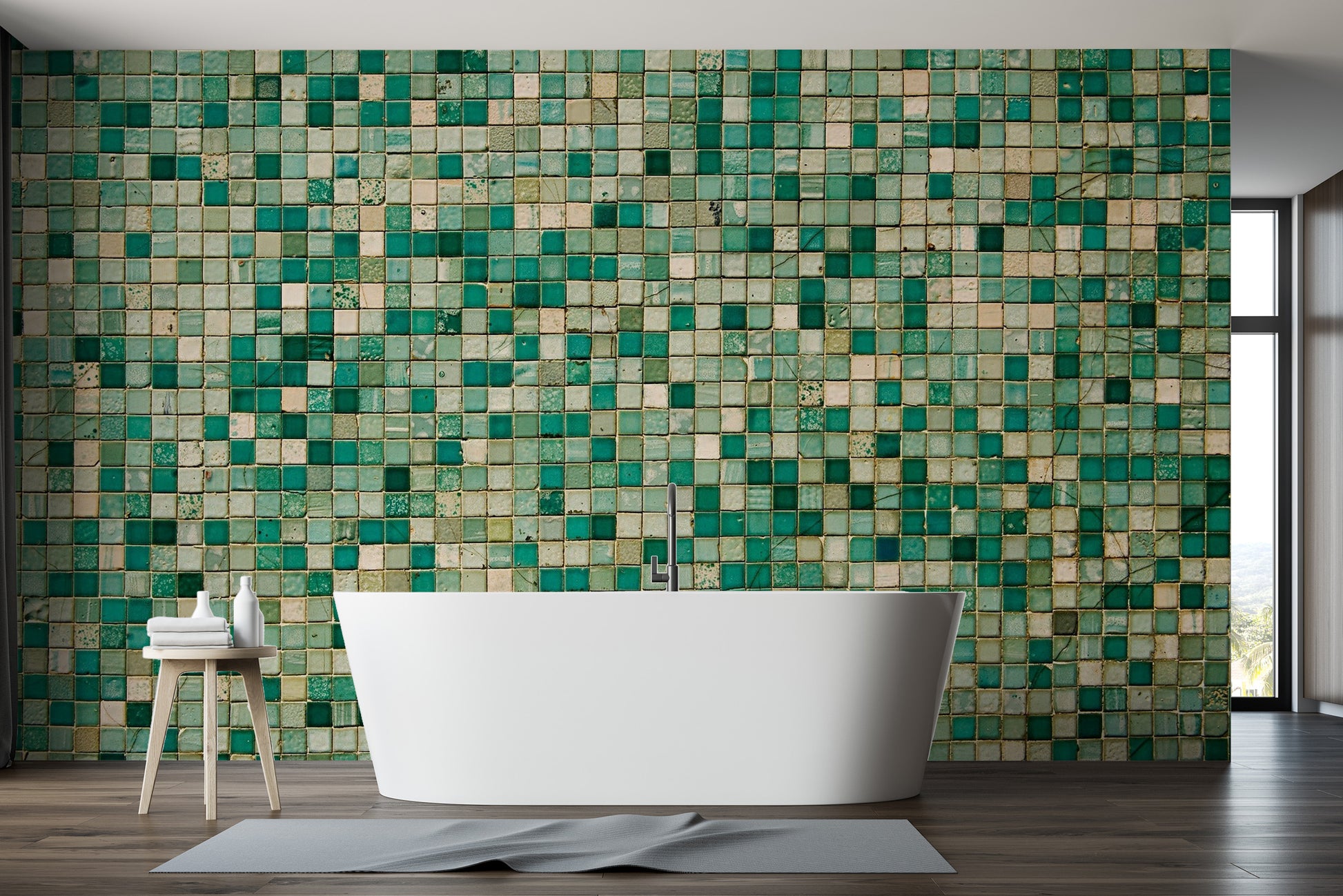 Faux Mosaic Wallpaper Mural - Giffywalls