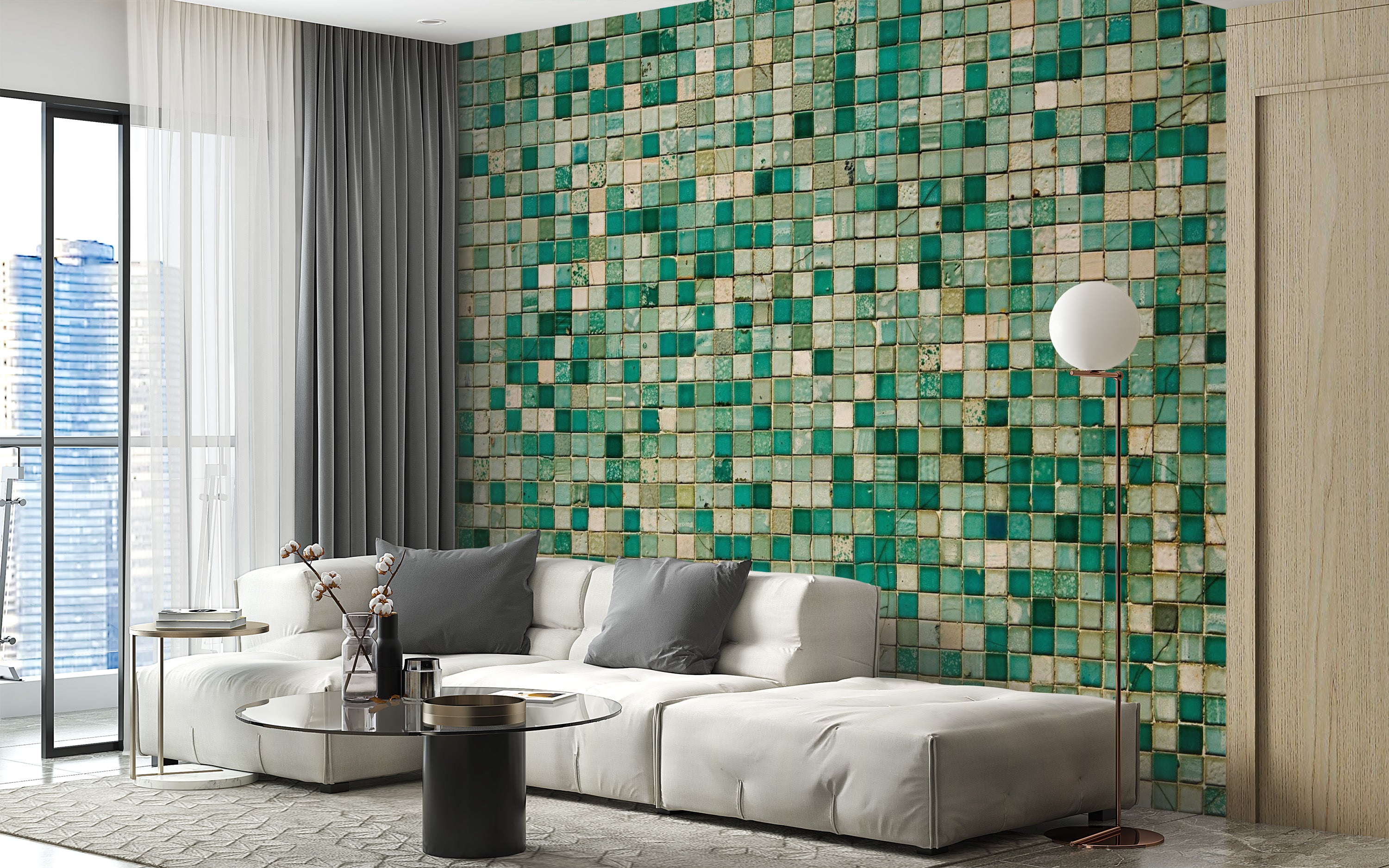 Faux Mosaic Wallpaper Mural - Giffywalls