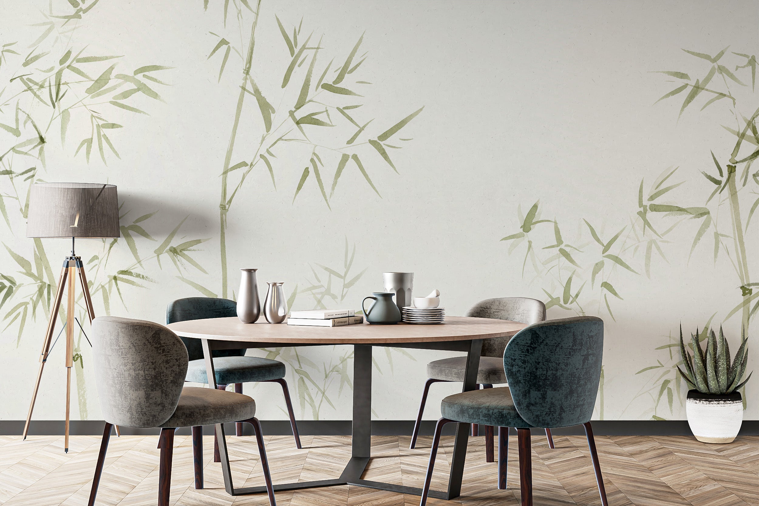 Modern bamboo tree wall art wallpaper