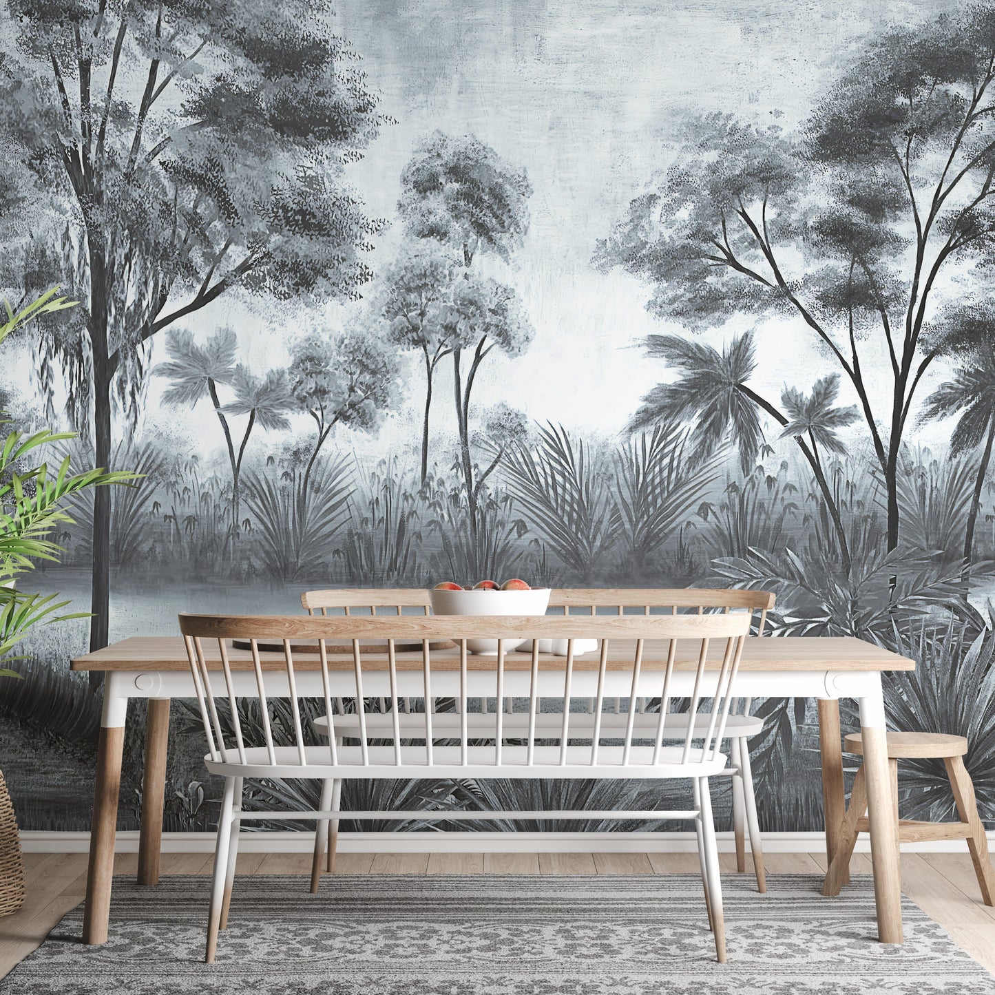 Gloomy Trees Textured Wallpaper Murals