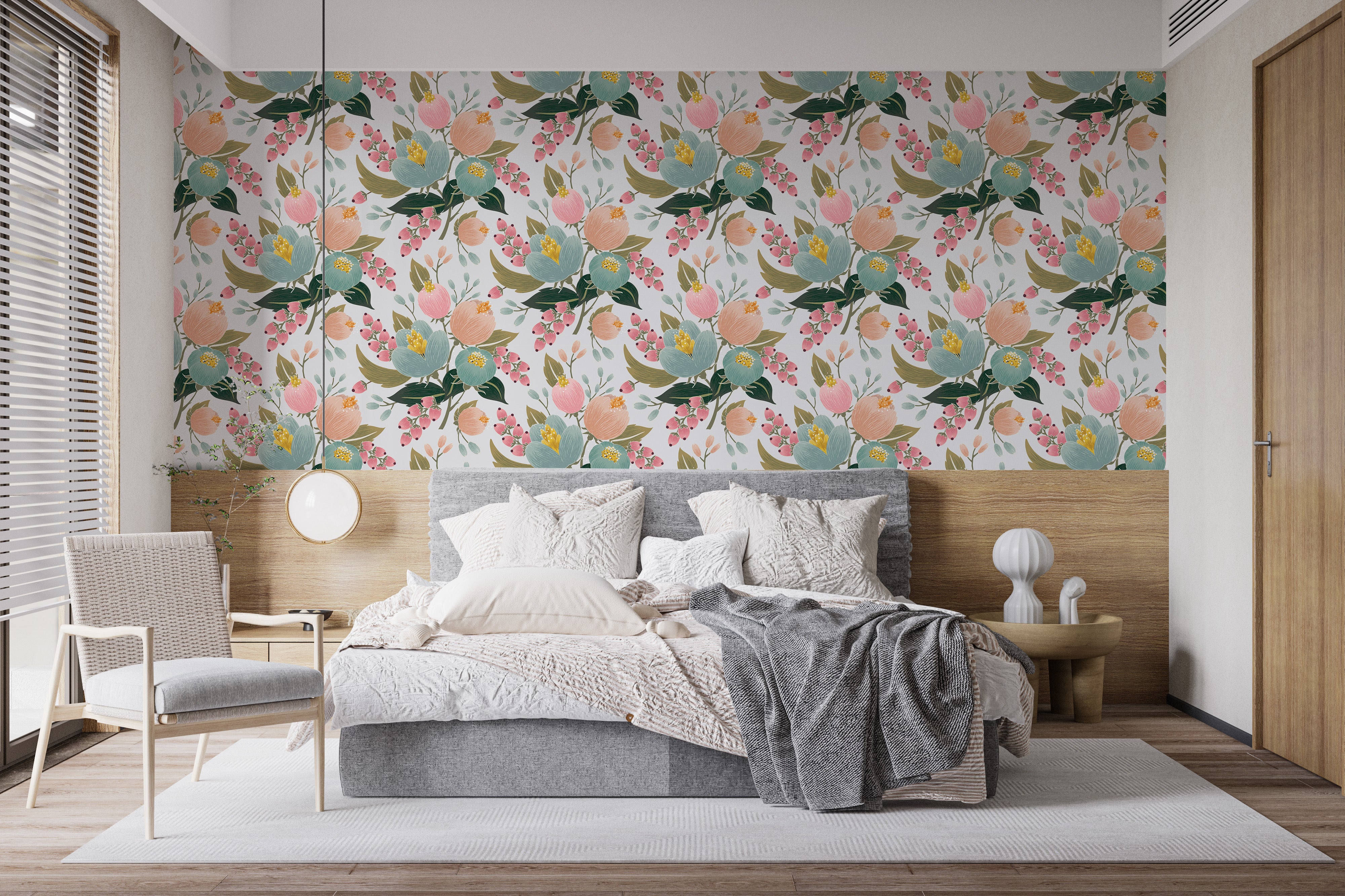 Colorful spring flower mural with charm