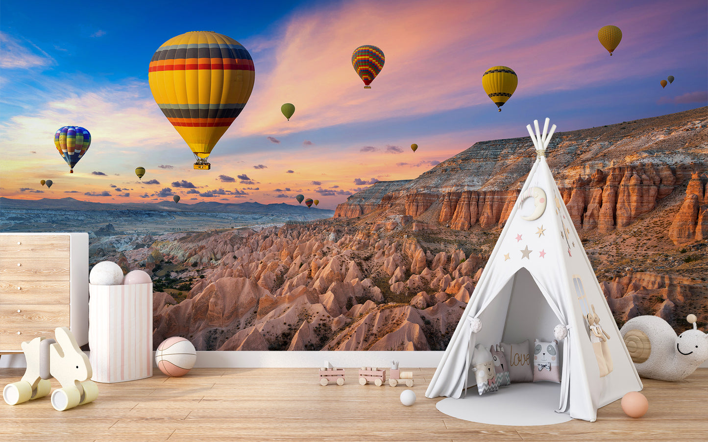 Cappadocia Balloons Sunset Wall Mural