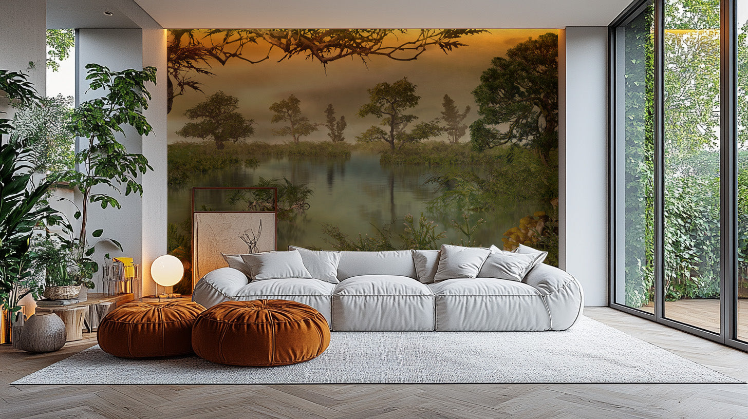 Autumn forest wallpaper mural for a warm and rustic ambiance.